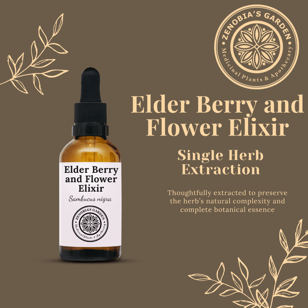 Elder Berry and Flower Elixir, 1 oz Glass Bottle, Made to Order (Local Only)