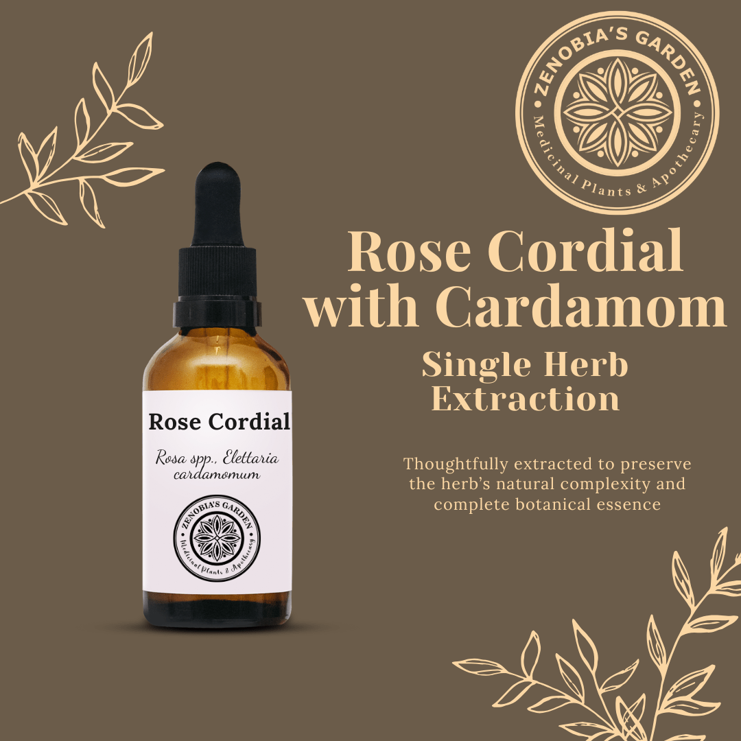 Rose Cordial with Cardamom, 1 oz Bottle, Handcrafted in Small batchers